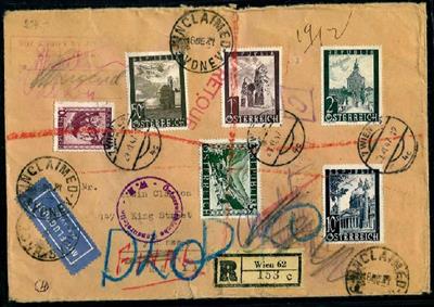 Österr. Flugpostausgabe 1947 -3 Flugpostbelege nach Australien (2) bzw. in die USA rekommandiert ab Linz bzw. Wien, - Briefmarken und Ansichtskarten