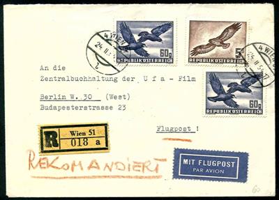 1954 Recobrief von Wien nach Berlin - Briefmarken und Ansichtskarten