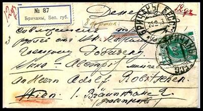 Rußland 1913 - Wertbrief von Bricani - Známky