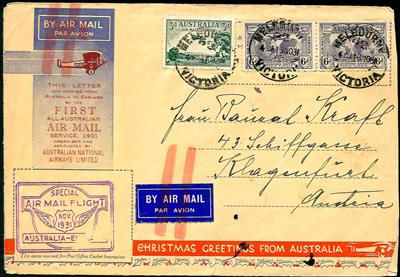 Australien 1931 Special Air Mail Flight Australia-England, - Známky