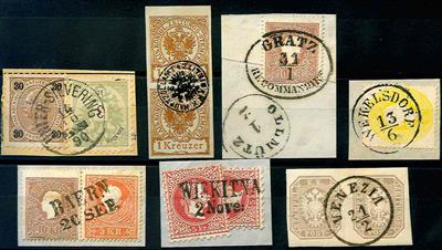 Briefstück/gestempelt - 1858/1900 Lot schöne Abstempelungen von Weikelsdorf - Venezia - Wiskitna, - Briefmarken und Ansichtskarten