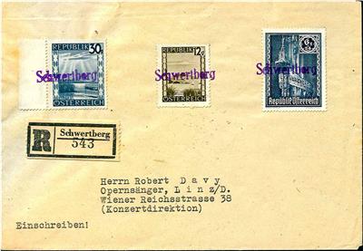 Poststück - 1947 "Schwertberg" violetter Einzeiler als Entwertung auf 3 Briefen nach Linz, - Briefmarken und Ansichtskarten