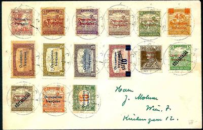 Ungarn 1919 - Französisches Besetzungsgebiet Arad - 26 Werte auf 2 Kuverts, - Briefmarken und Ansichtskarten