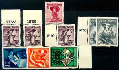 ** - Kl. Partie Österr. II. Rep. mit 1 S Rot aus Trachten II - Kärnten etc., - Briefmarken und Ansichtskarten