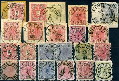 Briefstück/gestempelt - 1883/1900 Interessante kleine Partie Abstempelungen auf 2 Steckkarten, - Stamps