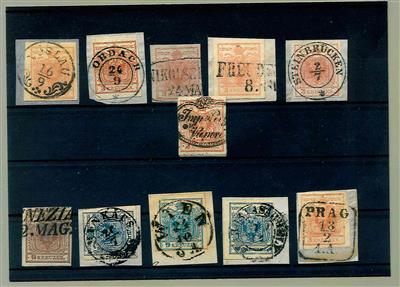 Briefstück/gestempelt - Kleines Lot Abstempelungen Ausgabe 1850, - Briefmarken und Ansichtskarten