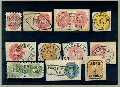 Briefstück/gestempelt - Partie Abstempelungen auf Ausgabe 1863/64 auf 1 Steckkarte, - Stamps