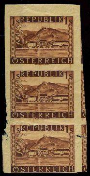 (*) - Österr. Nr. 767 im senkrechten Dreierstreifen auf dünnem Andruckpapier - Briefmarken und Ansichtskarten