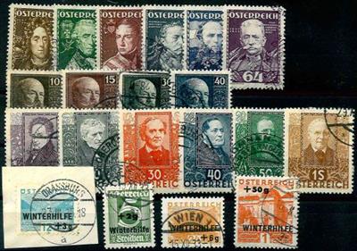 gestempelt/Briefstück - Partie Österr. I. Rep. mit Künstlerhilfe - Hainisch -Dichter - WH I - Baumeister - Heerführer, - Stamps