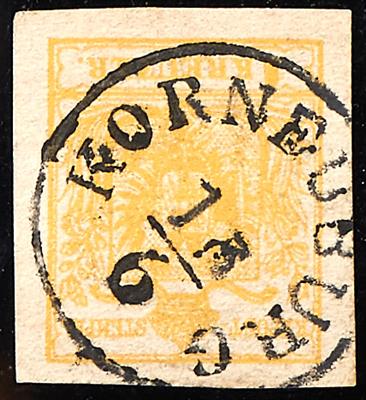 ö Ausgabe 1850 gestempelt - "KORNEUBURG/13.6." Einkreisstempel auf 1 Kreuzer gelb Mp, - Stamps