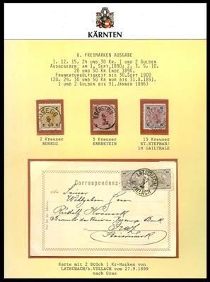 Ausstellungsteil Kärnten Ausgabe ab 1890 (Kreuzer), - Briefmarken und Ansichtskarten