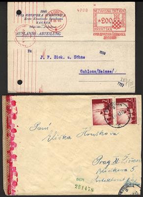 Kroatien 1941/1944 meist Bedarfsbriefe über die OKW - Zensur in Wien (11), - Briefmarken und Ansichtskarten