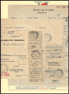 Niederösterreich Dezember 19454 gestundete bzw. bezahlte / verausgabte Postgebührverzeichnisse (komplett) aus SCHREMS, - Známky