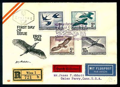 Österr. Flug 1950/53 auf 3 FDCs - Briefmarken und Ansichtskarten