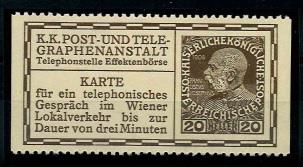 (*) - Österr. Monarchie - Telephonsprechkarte Nr. 17, - Briefmarken