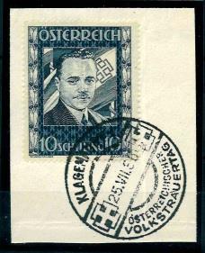 Briefstück - Österr. 10 S DOLLFUSS mit Volkstrauertag - Sonderstpl. von KLAGENFURT auf Briefstück, - Stamps