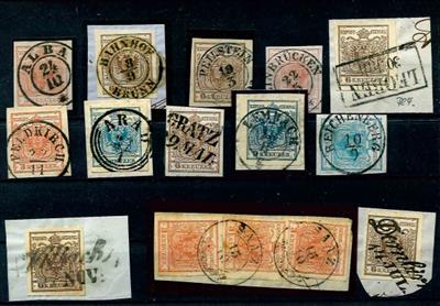 gestempelt/Briefstück - Österr. Ausg. 1850 - kl. Partie - Briefmarken