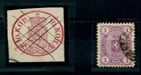 gestempelt - Finnland Nr. 2x mit Federzugentwertung, - Stamps