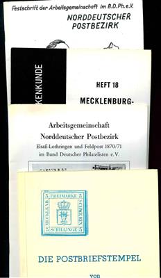 Literatur über Mecklenburg/Schwerin-Nordd. Postbez. u. Preußen und Sachsen mit Handbuch, - Stamps