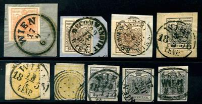 Österreich Ausgabe 1850 Briefstück/gestempelt - "WIEN"-Stempel auf 22 Marken, - Stamps