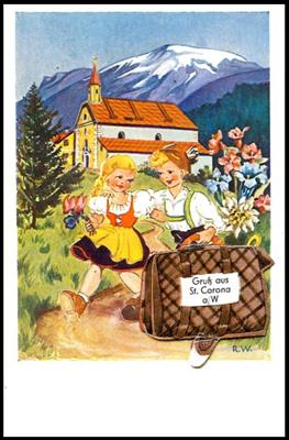 Partie Motivkarten - u.a. Schulverein - Kinder - Frauen - Militär, - Briefmarken