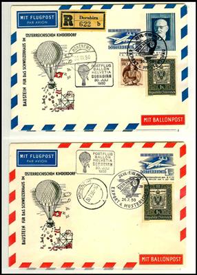 Partie Österr. Ballonpost mit Hochalpen - Ballonpost in Gold Silber und Bronze, - Stamps