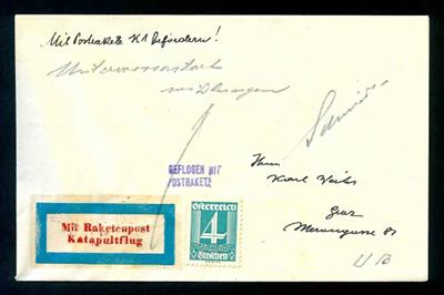 Schmiedl - Raketenpost: Unterwasser - Katapultrakete UK 1 aus 1933 - Kuvert Nr. 13 von 100, - Stamps