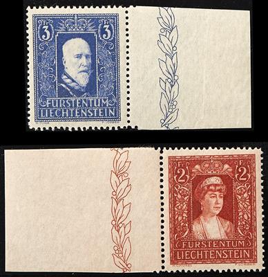 ** - Liechtenstein Nr. 140/142(2,3 und 5 Franken) alle Randstücke, - Stamps