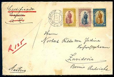 Bosnien Poststück - 1913 Reco-Rückschein Expressbrief aus Paraguay, - Kožešiny Známky
