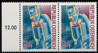 Ö 2. Rep ** - 1978 CIMAC Kongress waagr. Paar mit verschobenem Druck der blauen Farbe, - Stamps