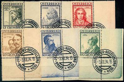 Österreich gestempelt - 1934 Baumeister Serie von der rechten unteren Bogenecke sehr sauber gestempelt komplett, - Briefmarken