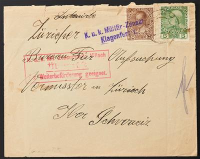 Poststück - Österr. 1915 rarer Zivilbrief aus Villach mit lokaler Überprüfung-Zensur + der Militätzensur Klagenfurt, - Francobolli