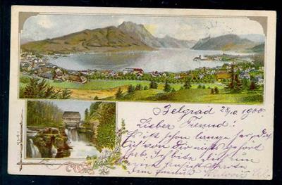 Poststück - 1900 Ansichtskarte vom Traunsee - rückseitig überdruckt und in Serbien(Belgrad) verwendet, - Stamps