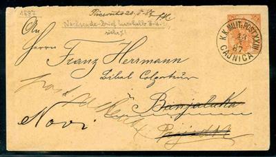 Poststück - Bosnien 1886/1899 - 7 Ganzsachen-Umschläge zu 5 Kr mit verschiedenen sauberen Abstempelungen, - Známky