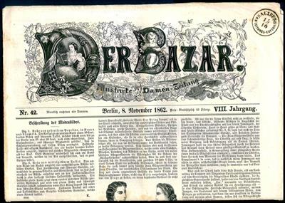 "SALZBURG/15.10./ ZEITUNGS-EXPEDITION" Einkreisstempel auf Zeitung "DER BAZAR" vom 8. November 1862, - Briefmarken