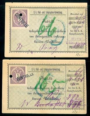 Österr. Ausgabe 1883 3 Fl. violett Ganzsachen- Karte zum telefonischen Sprechen, - Stamps