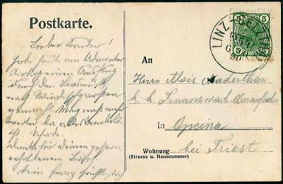 Österr. Nr. 5 H I hellgraublau Platte 1 sogen. Kumpf-Mikuly-Schnitt (Liliput) auf Brief von Wien nach LINZ, - Briefmarken