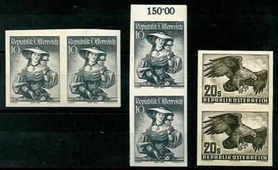 ** - Österr. - Probedrucke - 2Paare der 10S Trachten und 1 Paar der 20S Flug 1950/53, - Stamps