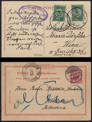 Judaika 1897/1910 Jerusalem: 3 interessante Belege der österreich. - deutschen bzw. türkischen Post, - Známky