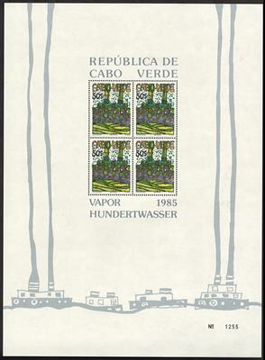 **/gestempelt - Partie Kap Verde - u.a. Hundertwasserblöcke 1985, - Briefmarken