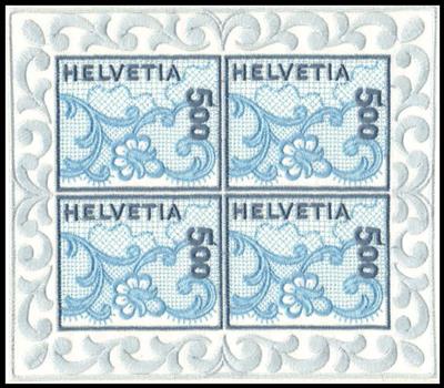 ** - Schweiz - 2 Stück Stickereimarken - Kleinbogen, - Briefmarken