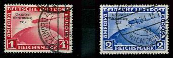 gestempelt - D. REich Nr. 496/97 (1M und 2M aus Chicagofahrt), - Briefmarken