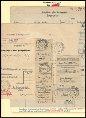 Niederösterreich Dezember 19454 gestundete bzw. bezahlte / verausgabte Postgebührverzeichnisse (kompl.) aus SCHREMS, - Briefmarken