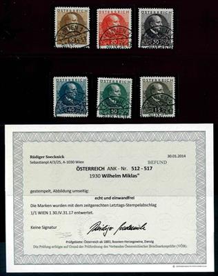 gestempelt - Österr. Nr. 512/17 (Miklas) mit LETZTTAGS - ENTWERTUNG von Wien (30.4.31), - Briefmarken