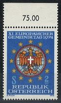 ** - Österr. Nr. (15) (nicht verausgabte Gemeindetagsmarke 1974) vom Bogenoberrand, - Stamps