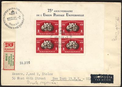 Ungarn Poststück - 1950 UPU Marke aus Block auf 6 FDC's, - Stamps
