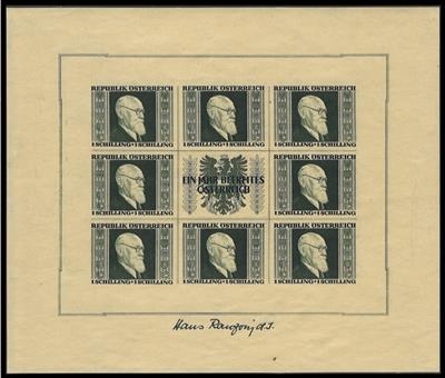 ** - Sammlung Österr. 1945/1957 mit RENNERBLOCK (übl. Unebenh.), - Stamps