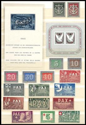 ** - Sammlung Schweiz ca. 1945/1985 u.a. mit PAX - Serie, - Francobolli