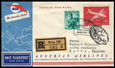 Poststück - Partie meist Erstflüge AUA und andere Fluglinien, - Briefmarken