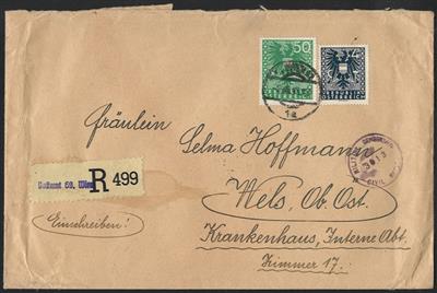 Poststück - Partie Österr. meist 1945 Wappenfrakaturen von Drucksache bis höhereGewichtsklasse, - Briefmarken